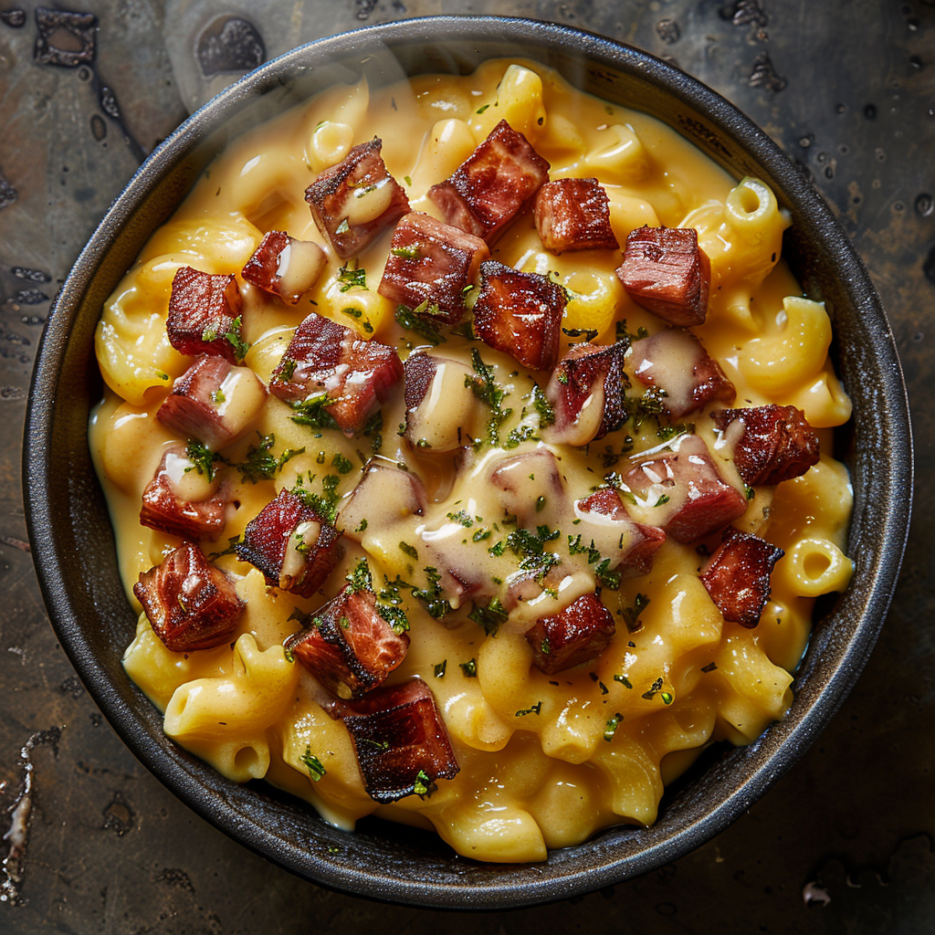 Mac and cheese with Meatyer smoked meat bites